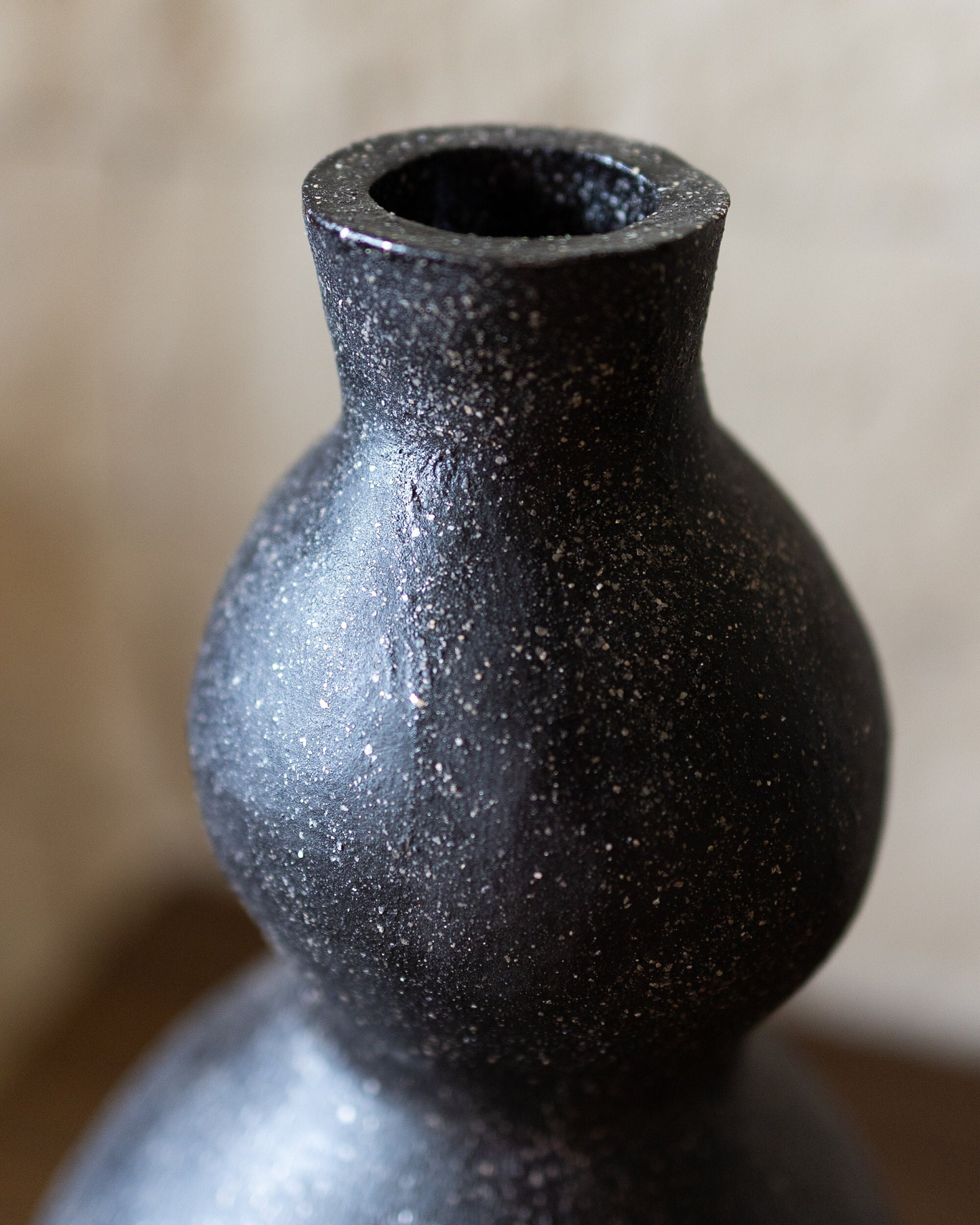 Black charcoal vase