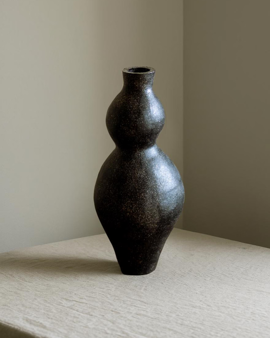 Black charcoal vase