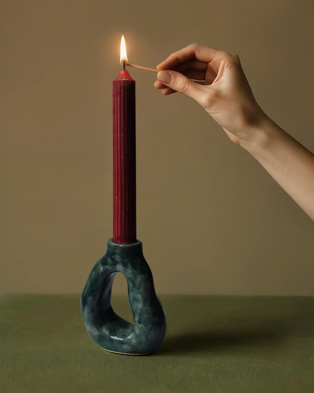 Blue-green candleholder