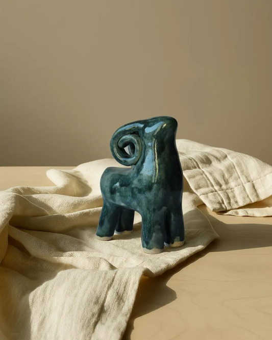 Ceramic blue-green ram